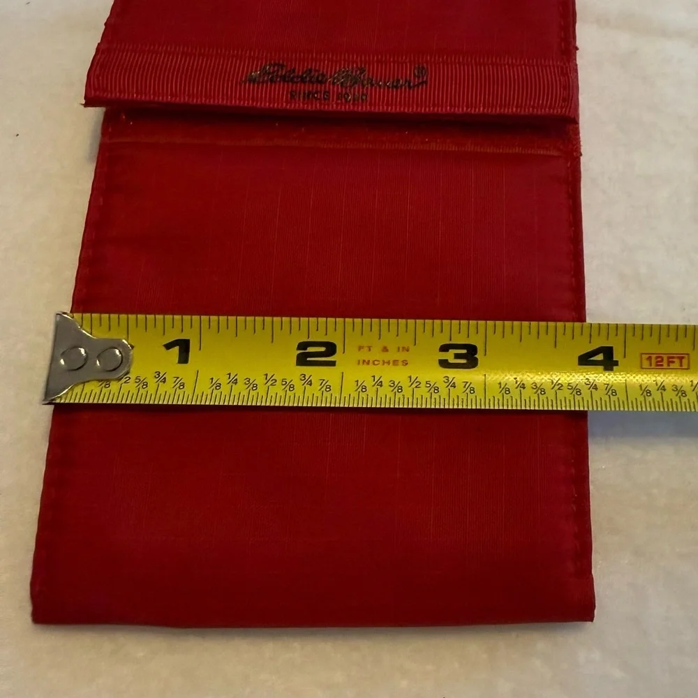 Eddie Bauer Red Nylon Trifold Wallet Organizer Travel Outdoor Style